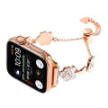 For Apple Watch SE 2022 44mm Camellia Metal Chain Bracelet Watch Band(White Rose Gold)