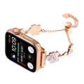 For Apple Watch SE 40mm Camellia Metal Chain Bracelet Watch Band(White Rose Gold)