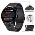 For Huawei Watch GT4 / GT3 / GT2 46mm Three Strains Flat Buckle Titanium Steel Watch Band(Black)