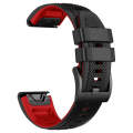 For Garmin Fenix 7X Twill Two Color Quick Release Silicone Watch Band(Black Red)
