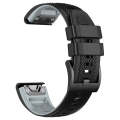 For Garmin Fenix 7X Twill Two Color Quick Release Silicone Watch Band(Black Grey)
