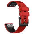 For Garmin Fenix 7X Twill Two Color Quick Release Silicone Watch Band(Red Black)