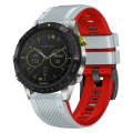 For Garmin Fenix 7X Twill Two Color Quick Release Silicone Watch Band(Light Grey Red)