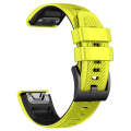 For Garmin Fenix 7X Twill Two Color Quick Release Silicone Watch Band(Lime Black)