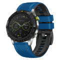 For Garmin Fenix 7 Twill Two Color Quick Release Silicone Watch Band(Royal Blue Black)