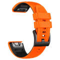 For Garmin Fenix 7 Twill Two Color Quick Release Silicone Watch Band(Orange Black)