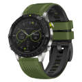 For Garmin Fenix 7 Twill Two Color Quick Release Silicone Watch Band(Army Green Black)