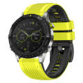 For Garmin Fenix 7 Twill Two Color Quick Release Silicone Watch Band(Lime Black)
