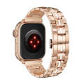 For Apple Watch Ultra 49mm Butterfly Buckle 5-Beads Metal Watch Band(Rose Gold White)