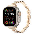 For Apple Watch Ultra 49mm Leopard Rhinestones Metal Chain Watch Band(Gold)