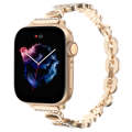 For Apple Watch Series 8 41mm Leopard Rhinestones Metal Chain Watch Band(Gold)