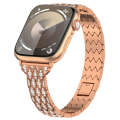 For Apple Watch SE 2022 44mm Devil Eye Diamond Bracelet Metal Watch Band(Rose Gold)
