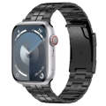 For Apple Watch SE 44mm Tortoise Buckle Titanium Steel Watch Band(Black)