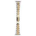 For Apple Watch Series 9 45mm Three-Bead Stainless Steel Watch Band(Silver Gold)