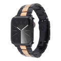 For Apple Watch Series 3 42mm Three-Bead Stainless Steel Watch Band(Black Rose Gold)