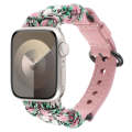 For Apple Watch Series 9 45mm Paracord Genuine Leather Watch Band(Pink Camo)