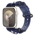 For Apple Watch Series 8 41mm Paracord Genuine Leather Watch Band(Royal Blue)