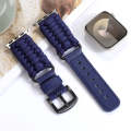 For Apple Watch Ultra 49mm Plain Paracord Genuine Leather Watch Band(Royal Blue)