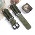 For Apple Watch 38mm Plain Paracord Genuine Leather Watch Band(Army Green)