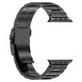 For Apple Watch SE 2023 44mm Safety Buckle Trapezoid Titanium Steel Watch Band(Black)