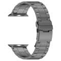 For Apple Watch 42mm Safety Buckle Trapezoid Titanium Steel Watch Band(Grey)