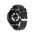 1.43 inch Leather Strap Bluetooth Call Smart Watch Support ECG / Non-invasive Blood Sugar(Black)