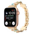 For Apple Watch Series 9 45mm 5-petaled Flower Zinc Alloy Chain Watch Band(Gold Colorful)