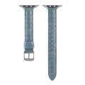 For Apple Watch SE 2023 44mm Slim Crocodile Leather Watch Band(Light Blue)