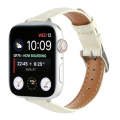 For Apple Watch SE 2023 44mm Slim Crocodile Leather Watch Band(Beige)