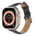 For Apple Watch Ultra 49mm Slim Crocodile Leather Watch Band(Black)