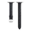 For Apple Watch SE 2022 44mm Slim Crocodile Leather Watch Band(Black)