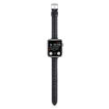 For Apple Watch Series 7 45mm Slim Crocodile Leather Watch Band(Black)