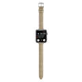 For Apple Watch SE 44mm Slim Crocodile Leather Watch Band(Khaki)