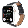 For Apple Watch SE 44mm Slim Crocodile Leather Watch Band(Black)