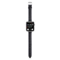 For Apple Watch Series 2 42mm Slim Crocodile Leather Watch Band(Black)