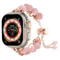 For Apple Watch Ultra 2 49mm Pearl Chain Metal Bracelet Watch Band(Pink Rose Gold)