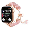 For Apple Watch Series 6 40mm Pearl Chain Metal Bracelet Watch Band(Pink Rose Gold)