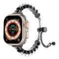 For Apple Watch Ultra 2 49mm Pearl Bracelet Metal Watch Band(Black)