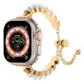 For Apple Watch Ultra 2 49mm Pearl Bracelet Metal Watch Band(Gold)