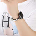 For Apple Watch Series 9 45mm Pearl Bracelet Metal Watch Band(Black)