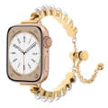 For Apple Watch SE 2022 44mm Pearl Bracelet Metal Watch Band(Gold)