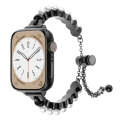 For Apple Watch Series 7 41mm Pearl Bracelet Metal Watch Band(Black)