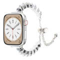 For Apple Watch Series 7 45mm Pearl Bracelet Metal Watch Band(Silver)