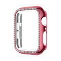 For Apple Watch Series 6 / 5 / 4 / SE 44mm Plating Row Diamond Hollow PC Watch Case(Rose Pink)
