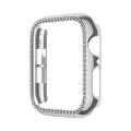 For Apple Watch Series 9 / 8 / 7 45mm Plating Row Diamond Hollow PC Watch Case(Silver)