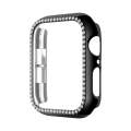 For Apple Watch Series 9 / 8 / 7 45mm Plating Row Diamond Hollow PC Watch Case(Black)