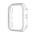 For Apple Watch Series 9 / 8 / 7 41mm Plating Row Diamond Hollow PC Watch Case(Transparent)