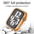 For Apple Watch Series 6 / 5 / 4 / SE 44mm Plating Row Diamond Hollow PC Watch Case(Rose Gold)