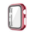 For Apple Watch Series 9 / 8 / 7 45mm Plating Row Diamond PC Watch Case with Film(Rose Pink)