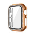 For Apple Watch Series 9 / 8 / 7 41mm Plating Row Diamond PC Watch Case with Film(Rose Gold)